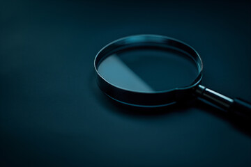 Closeup of a Magnifying Glass on a Teal Background