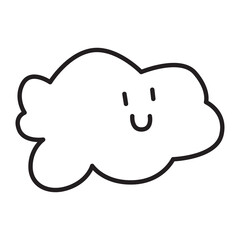 cute cloud doodle icon illustration with transparent background