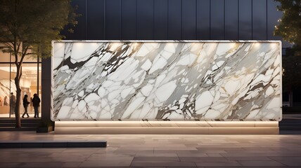 A contemporary outdoor billboard featuring a marble texture that glows