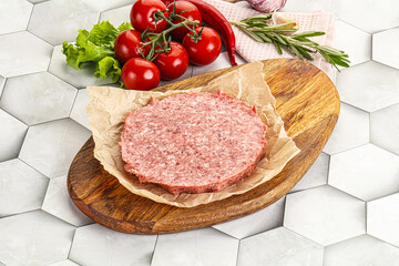 Raw beef uncooked burger cutlet