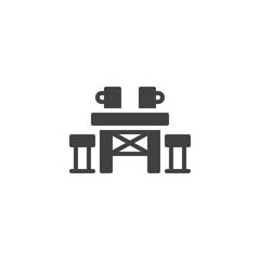Table with beer mugs and chairs vector icon