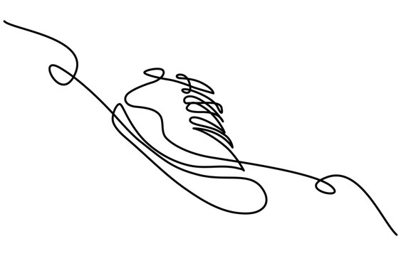 Sport Sneaker shoes in continuous line art drawing style, sneakers are drawn with one line. Sports shoes in a linear style. continuous one line. Vector illustration, Shoe Continuous Line Icon