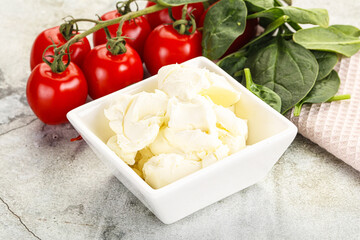 Soft cream cheese in the bowl