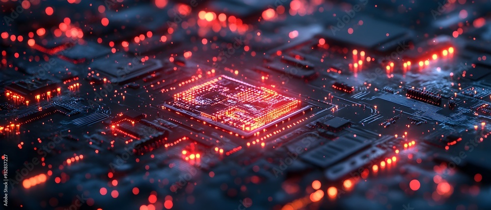 Poster captivating abstract image showcasing the intricacies and advancements of nanofabricated electronics