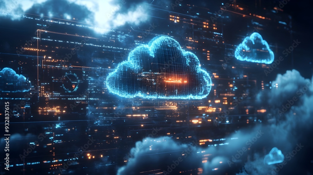 Poster futuristic ai powered weather prediction system with real time holographic data visualization displa