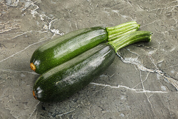 Sliced raw young green zucchini