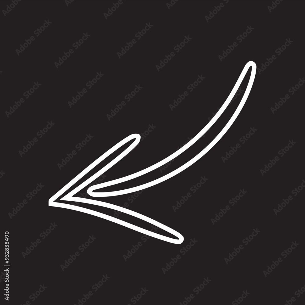 Poster curved arrow icon vector. arrow pointer icon sign symbol vector. arrow left vector icon illustration