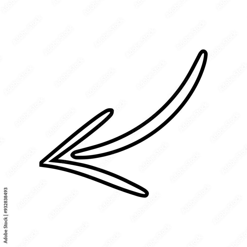 Poster curved arrow icon vector. arrow pointer icon sign symbol vector. arrow left vector icon illustration