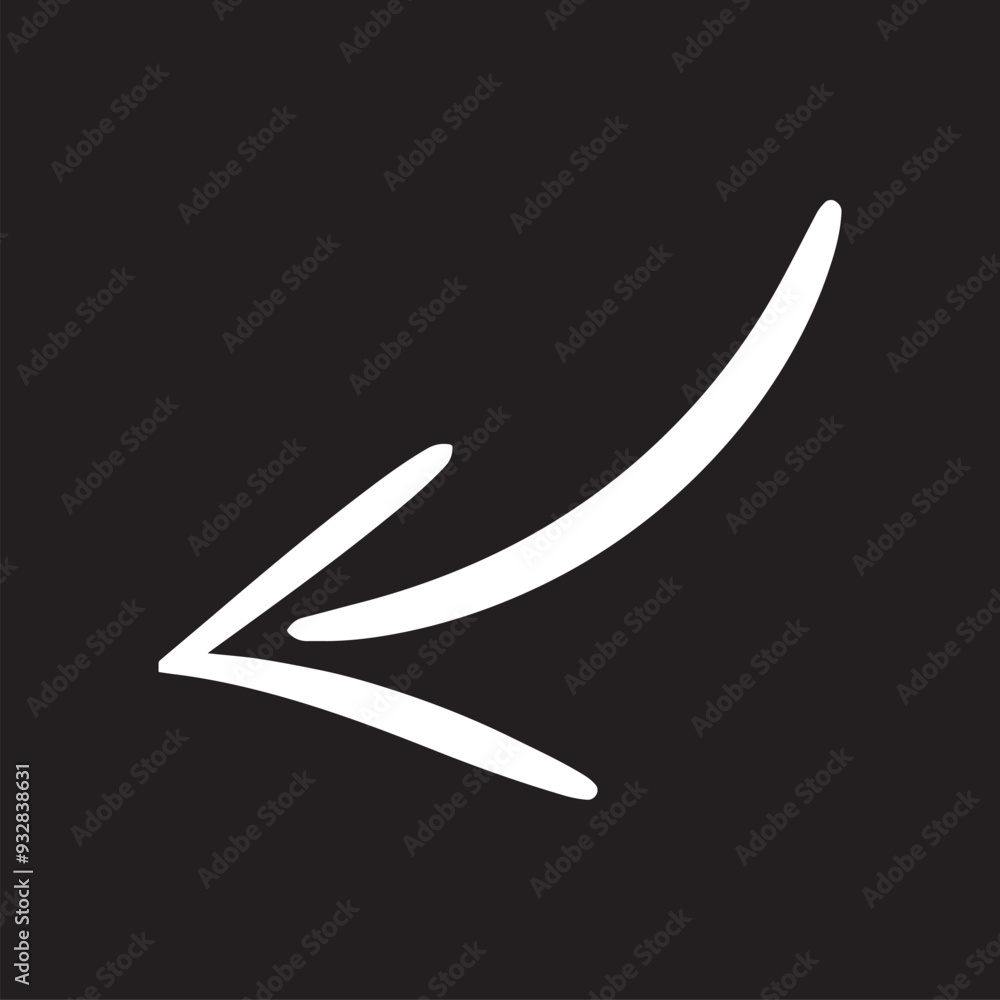 Poster curved arrow icon vector. arrow pointer icon sign symbol vector. arrow left vector icon illustration