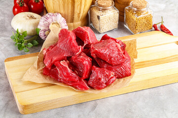 Sliced raw beef meat for cooking