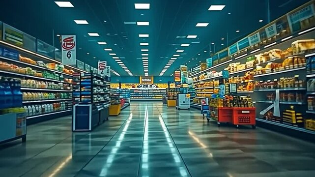 The shopping aisle is empty.