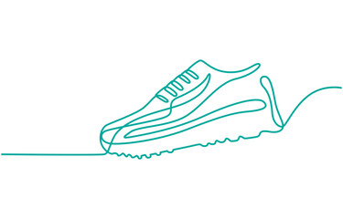 Sport Sneaker shoes in continuous line art drawing style, sneakers are drawn with one line. Sports shoes in a linear style. continuous one line. Vector illustration, Shoe Continuous Line Icon