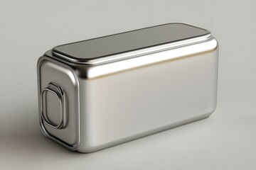 Rectangular Olive Oil Tin Can Mockup, Silver Liquid Container, 3d Rendered isolated on light background