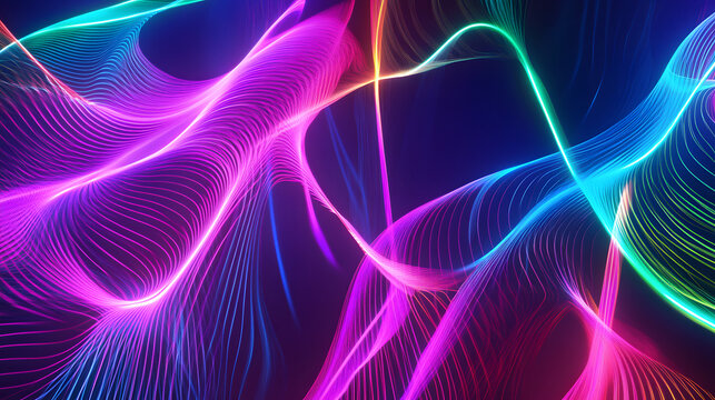 A food menu template with bright neon colors and dynamic abstract lines, ideal for a vibrant bar or club. - Powered by Adobe