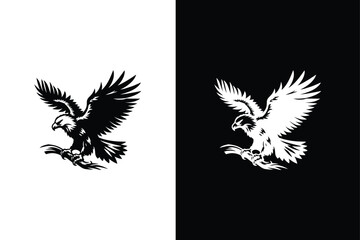 Eagle icon illustration. Eagle logo and icon design concept black white