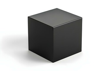 Fototapeta premium Black Realistic Square Box Mockup, Dark Cardboard Packaging Cube box, 3d Rendering isolated on white background ready for your design
