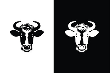 Cow head silhouette icon. Vector of a Cow head on a white black background