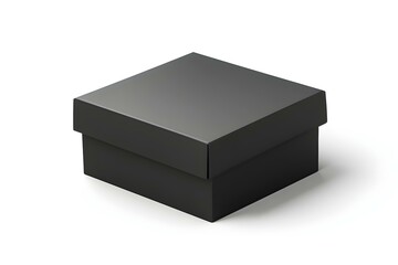 Naklejka premium Black Realistic Square Box Mockup, Dark Cardboard Shoe box, 3d Rendering isolated on white background ready for your design