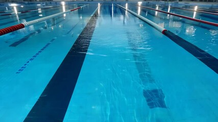 Swimming laps in a clear blue pool during a sunny afternoon