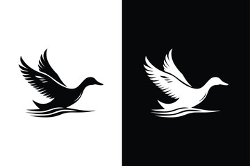 Duck icon silhouette illustration. Simple duck icon design template vector