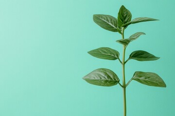 Obraz premium Fresh green sprout growing on muted green backdrop