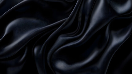 Fototapeta premium Abstract luxury black fabric cloth texture background. AI generated image