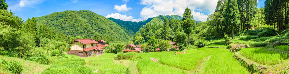 Oduchi village, Kagahigashitani, Kaga City, Mountain village, Important Preservation Districts for Groups of Traditional Buildings, in Ishikawa Prefecture, Japan.