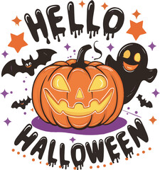 Hello Halloween a creative T shirt design vector .