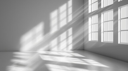 Obraz premium Elegance in Simplicity. Gray background for product presentation with shadow and light from windows