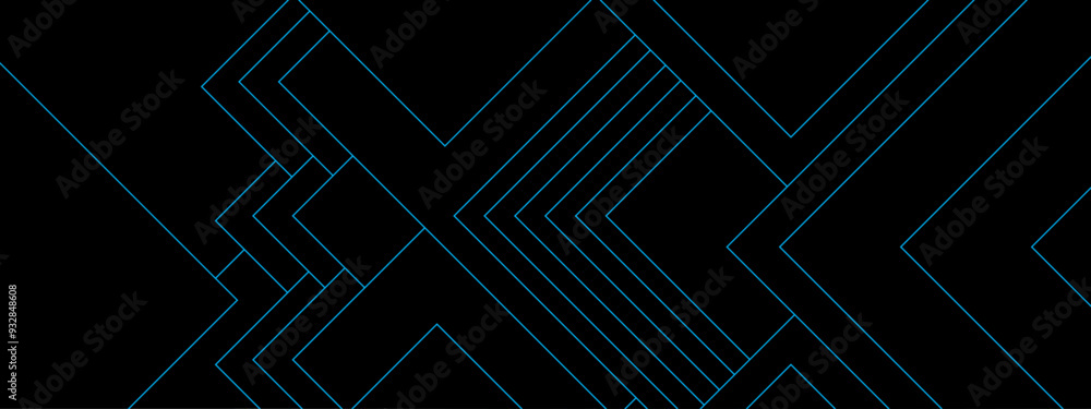 Poster black and blue background set with abstract blue lines decoration. luxury triangles abstract blue me