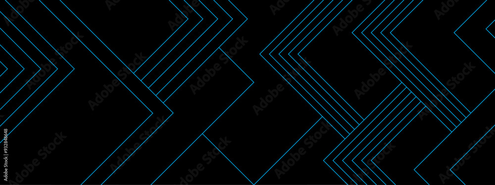 Aufkleber black and blue background set with abstract blue lines decoration. luxury triangles abstract blue me