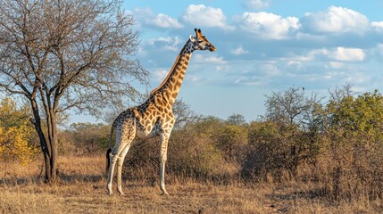 Obraz premium Giraffe Standing Tall in the African Savanna