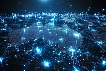 Fototapeta premium Digital map of australia network connectivity created with generative ai