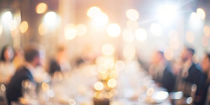 Blurred background of an awards dinner during a formal gala event.
