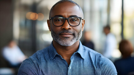 Obraz premium Confident businessman with glasses looking at camera.