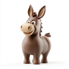 Obraz premium 3D render of a simple cartoon chocolate donkey icon on a white background,