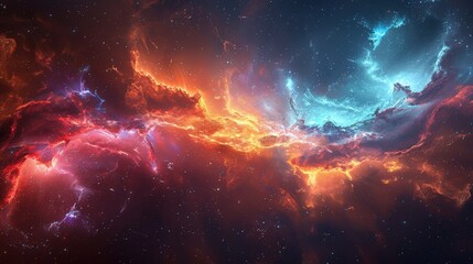Fototapeta premium Produce a surreal digital dreamscape with abstract nebulous clouds, celestial bodies, and gentle glowing effects, creating an imaginative and ethereal atmosphere