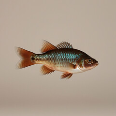 Obraz premium PNG ULTRA HD 8K A solitary Molly fish, showcasing its vivid colors and flowing fins, swimming gracefully against a neutral background, emphasizing its lively and elegant nature