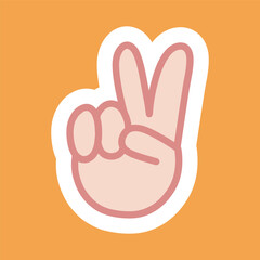 Victory gesture cute illustration sticker