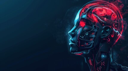 Obraz premium dark background with a profile of an AI robot head