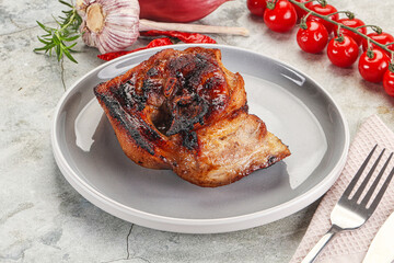 Roasted pork knuckle with bone