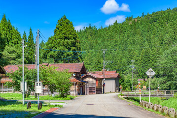 Suginomizu village, Kagahigashitani, Kaga City, Mountain village, Important Preservation Districts for Groups of Traditional Buildings, in Ishikawa Prefecture, Japan.
