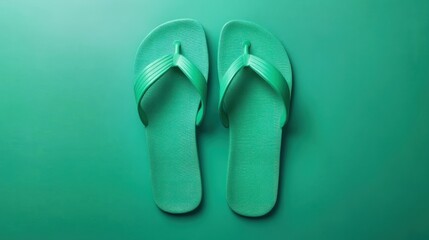 Green Flip-Flops on Green Background