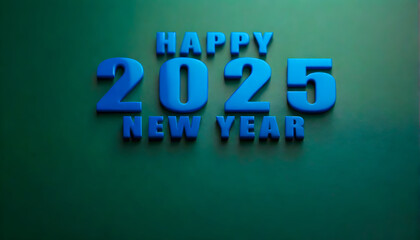 Happy New Year 2025 Celebratory 3D Text Design on a Dark Background, Featuring Festive and Vibrant Typography for the Upcoming Year