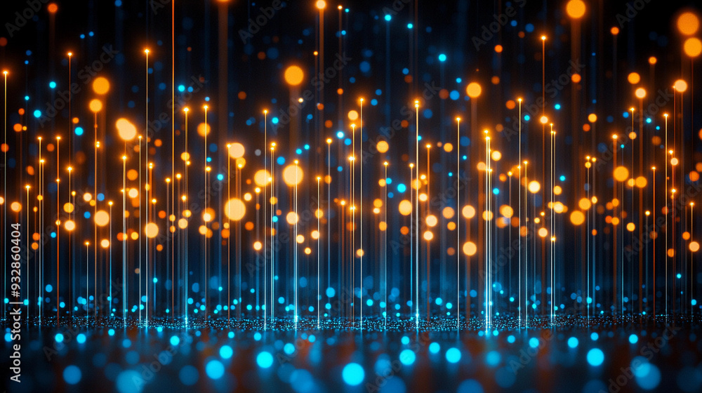 Poster bright, colorful dots shimmer and dance against a dark background, creating an enchanting abstract p