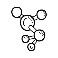 Study of molecules, chemistry, science, molecular structure doodle icon