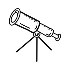 Space observation, scientific exploration and astronomy doodle icon