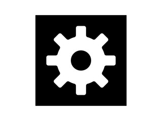 正方形シンプル歯車設定アイコンA：角丸8歯黒