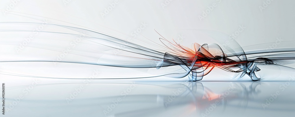 Poster an abstract composition with a mix of sharp lines and soft curves, leaving plenty of copy space at t