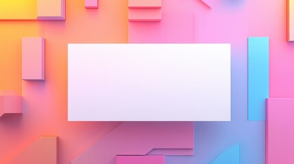 A vibrant abstract background featuring colorful geometric shapes and a central blank space for your creative content.